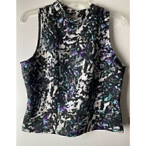 Black, Purple & Turquoise Abstract Pattern Halter Top by Mossimo Size Large